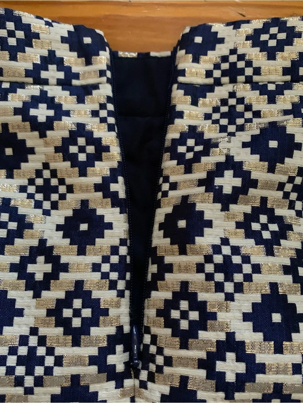 J. Crew Navy and Cream Geometric Jacquard Mini Skirt